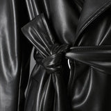 Stylish Black Leather Double Breasted Coat