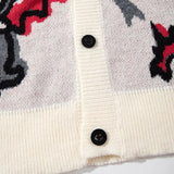 Oversized Hip Hop Cartoon Graphic Knit Cardigan
