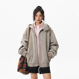 Windproof Suede Zipper Hooded Leather Jacket
