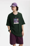 Model wearing the green Mountain Graphic T-Shirt