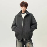 Stylish Plaid Design Stand Collar Zipper Jacket