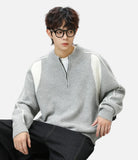 Streetwear Half Zip Mid Collar Knitwear Sweater