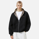 American Embroidered Loose Hooded Zip-Up Sweatshirt