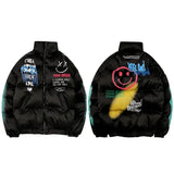 Streetwear Graffiti Print Winter Padded Puffer Jacket