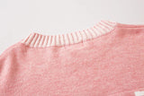 Vintage Peach Letter Embroidery Knitted Sweater