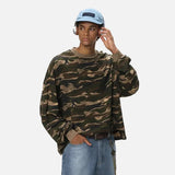 Versatile Camouflage Round Neck Sweatshirt