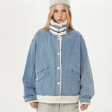 Sweet Blue Plush Lady Short Denim Jacket