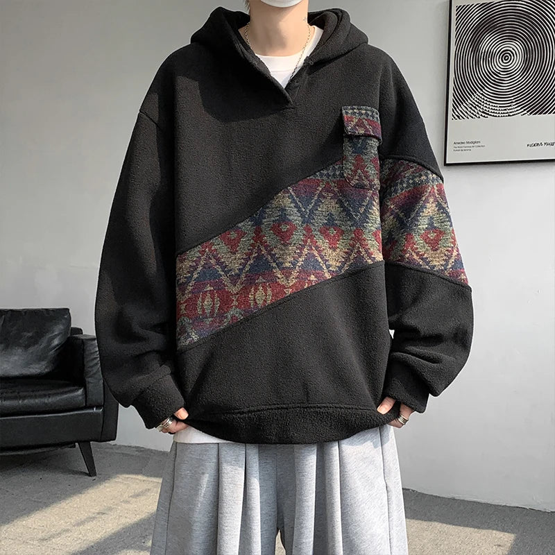 Contrast Color Patchwork Hoodie