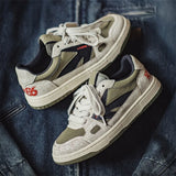 Retro Color Block Lace Up Casual Skate Sneakers