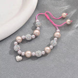 Shiny Pink Imitation Pearl Heart Charm Bracelets