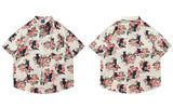 Streetwear Black Cat Floral Cool Button-Up Shirt