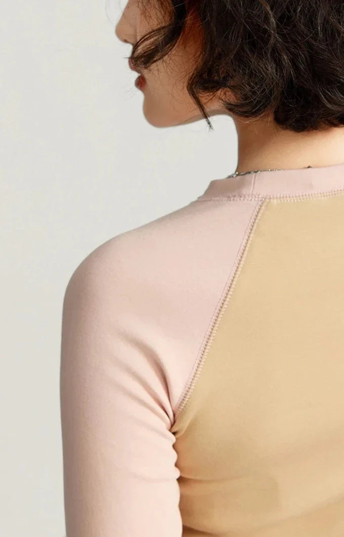 Color Contrast Long Sleeve Women's T-shirt