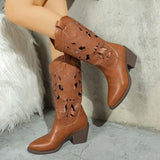 Western Style Embroidered Harness Cowboy Boots