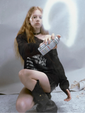 Vintage Grunge Aesthetics Off Shoulder Sweater
