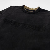 Retro Letter Printed Fake Two Piece Long Sleeve T-Shirt