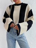Women Casual Comfort Striped Knit Loose Sweater