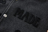 Embroidered Woolen Splice Hip Hop Varsity Jacket