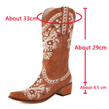 Retro Hip Hop Embroidered Cowboy Boot
