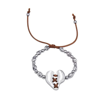 Adjustable Punk Silver Heart Bracelet