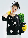 Polka Dot Black White Long Sleeve T-Shirt