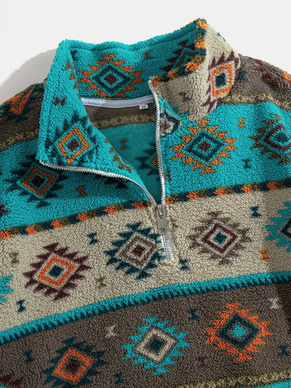 Cozy Warm Printed Half Zip Sweatshirt