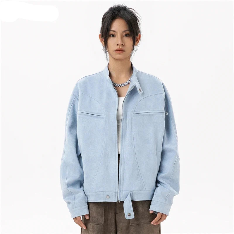 Couples Light Blue Motorcycle Jacket