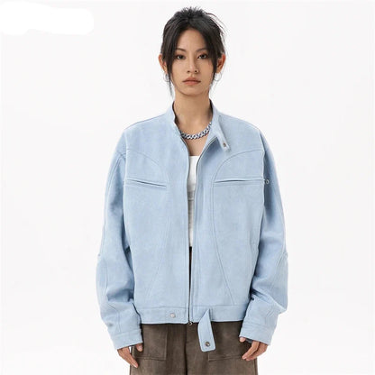 Couples Light Blue Motorcycle Jacket