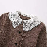 Women Y2K Lace Patchwork Knitted Cardigan