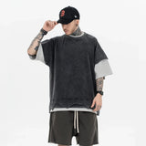 Vintage Patchwork Ripped Sleeve T-Shirt