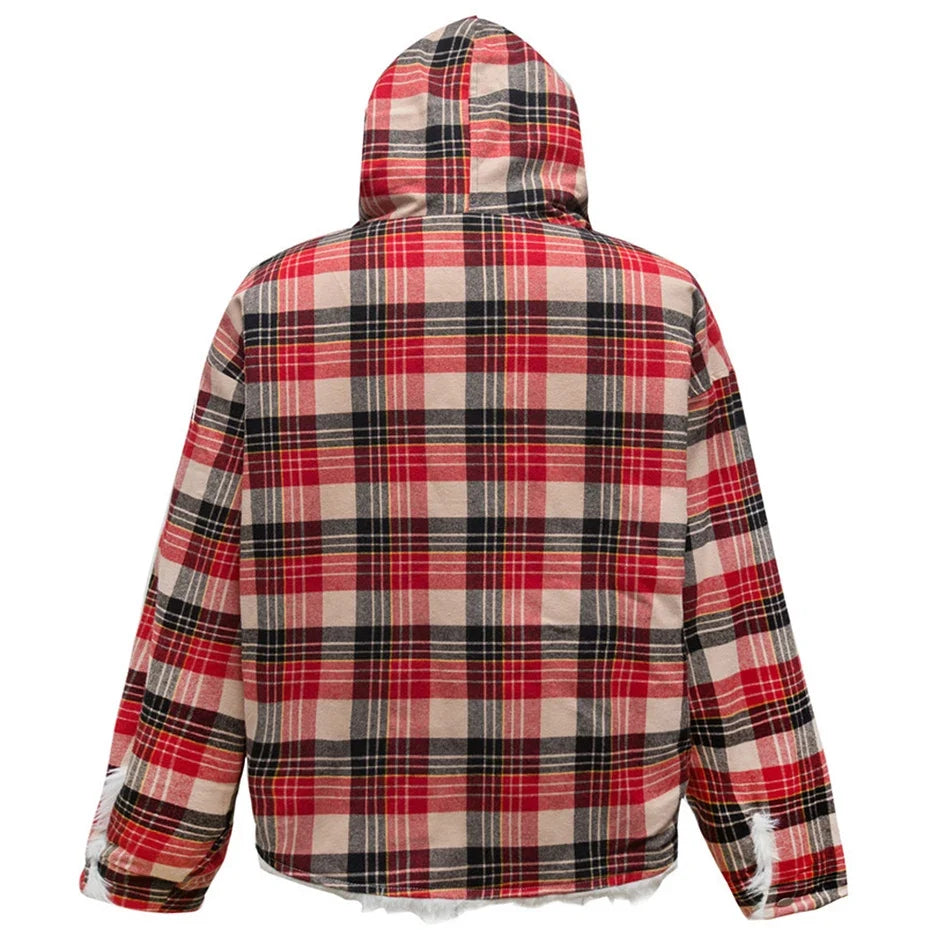 Winter Flexible Plaid Fox Fur Collar Retro Jacket