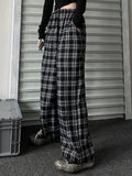 Black Plaid Oversized Sweatpants