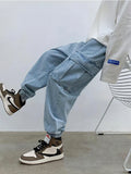 Baggy Streetwear Black Denim Cargo Jeans