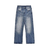 Lightning Pattern Wide Leg Denim Pants