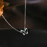 Elegant Silver Black Butterfly Necklace