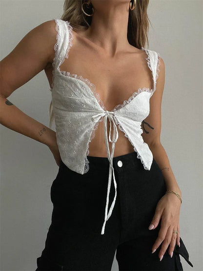 Women Chic Ruffle Trim Vest