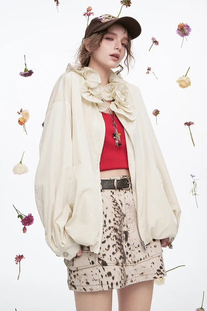 Sweet Ruffles Collar Casual Loose Jacket