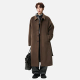 Lightweight Plaid Single Breasted With Belt Woolen Coat