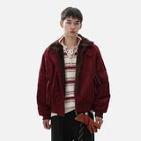 Breathable Quilted Solid Color Bomber Fur Jacket