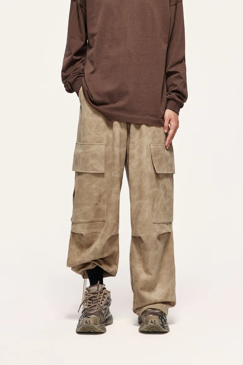 Retro Washed Suede Cargo Pants