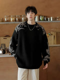 Men Retro Contrast Color Korean Style Sweater