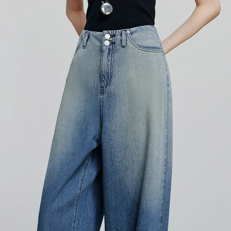 Chic Blue Summer Wide Leg Denim Jeans