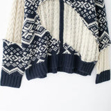 Elegant Jacquard Knitted Long Sleeve Cardigan