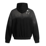 Breathable Edgy Distressed Gradient Zip-UP Hoodie