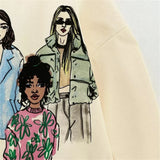 Breathable Loose Retro Round Neck Printed Sweatshirt