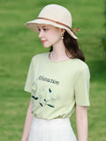 Green Flower Embroidered T-shirt