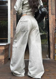 American Style Letter Print Wide Fit Sweatpants