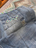 Flower Vintage Embroidery Denim Shorts