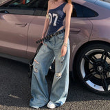 High-Quality Ripped Wide Leg Denim Jeans