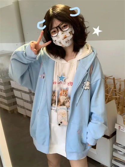 Oversized Cute Zip-up Hoodie
