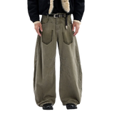 Vintage Pleated Spliced Distressed Wide Leg Jeans